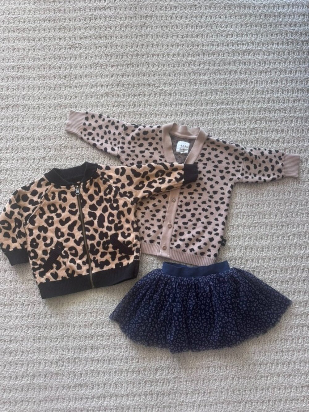 Hux Baby cardigan sweater tutu cheetah bundle